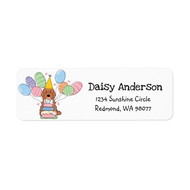 Cockapoo Cavapoo Birthday Party Return Address Label (Front)
