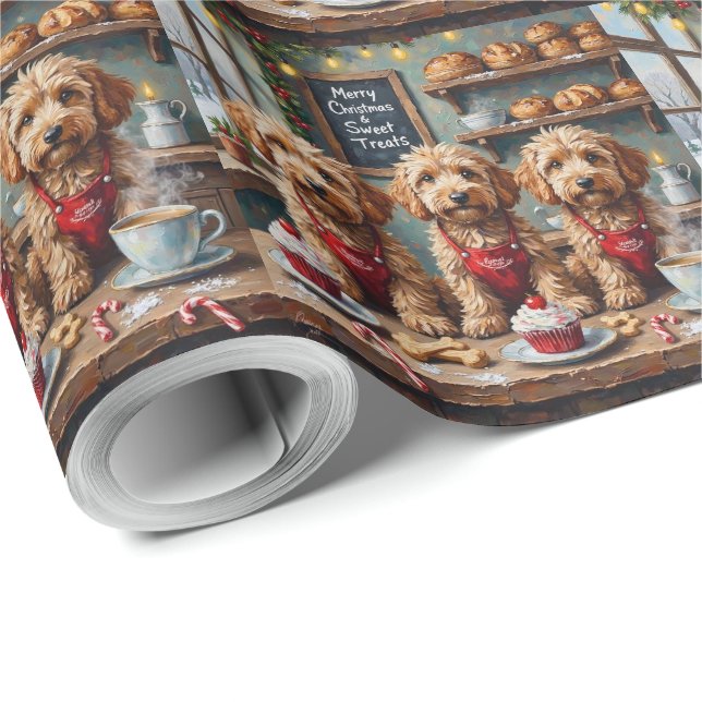 Cockapoo Christmas Bakery Sweet Treats Holiday Wrapping Paper (Roll Corner)