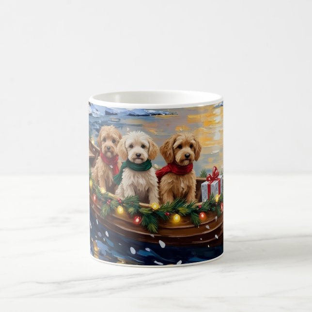 Cockapoo Christmas Boat Holiday Coffee Mug (Center)