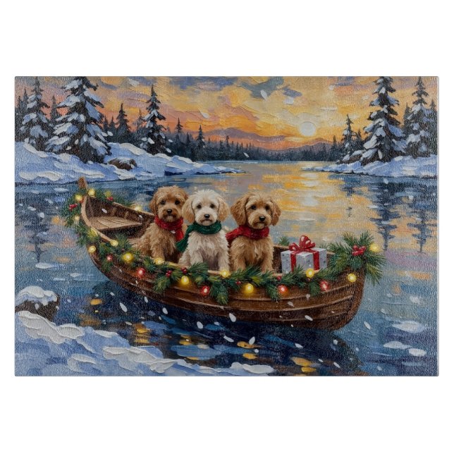 Cockapoo Christmas Boat Holiday Cutting Board (Front)