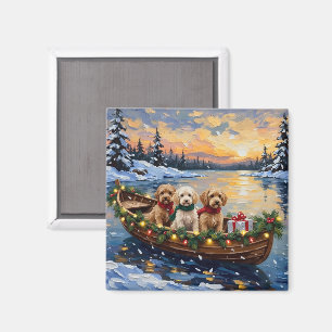 Cockapoo Christmas Boat Holiday Magnet