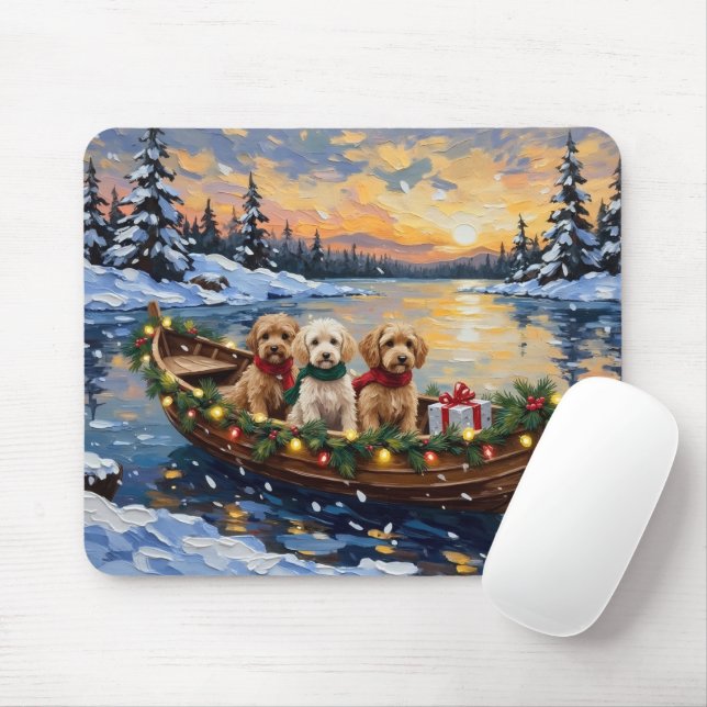 Cockapoo Christmas Boat Holiday Mouse Pad (With Mouse)
