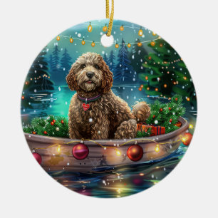 Cockapoo Christmas Festive Voyage Ceramic Ornament