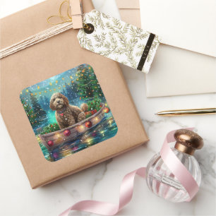 Cockapoo Christmas Festive Voyage Square Sticker