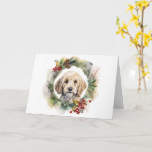 Cockapoo Christmas Wreath Festive Pup  Card