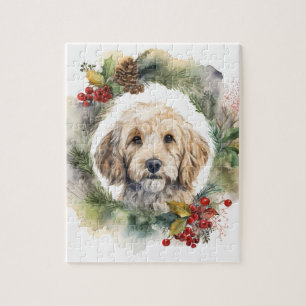 Cockapoo Christmas Wreath Festive Pup Jigsaw Puzzle