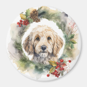 Cockapoo Christmas Wreath Festive Pup  Magnet