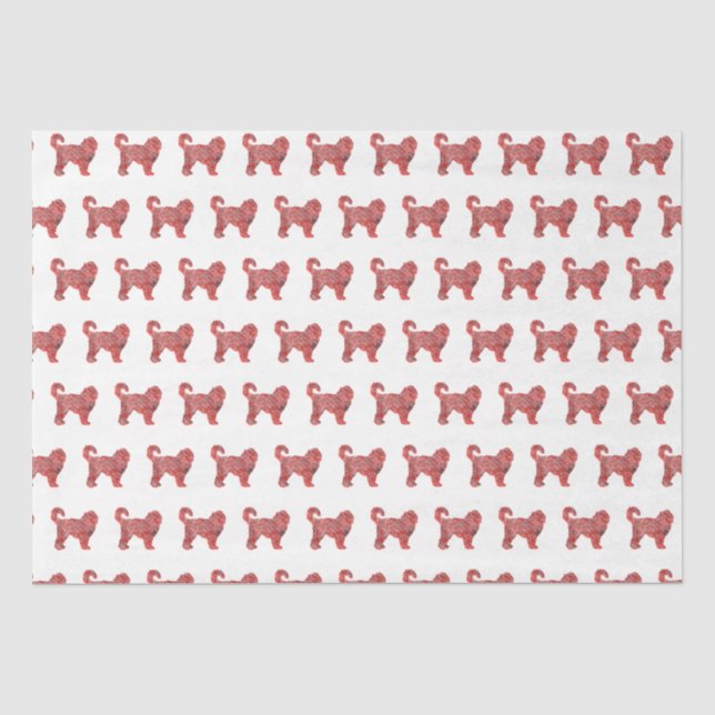 Cockapoo Cute Christmas Dog Silhouette Red Tissue Paper (Front)