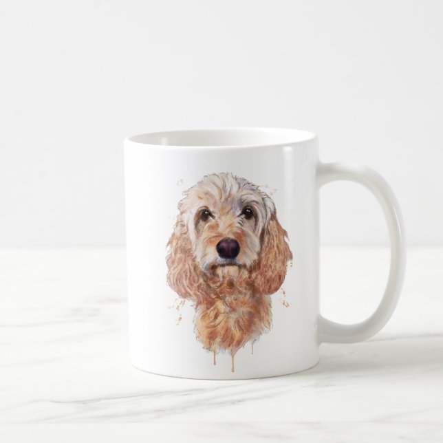 Cockapoo cute dog art on a mug (Right)