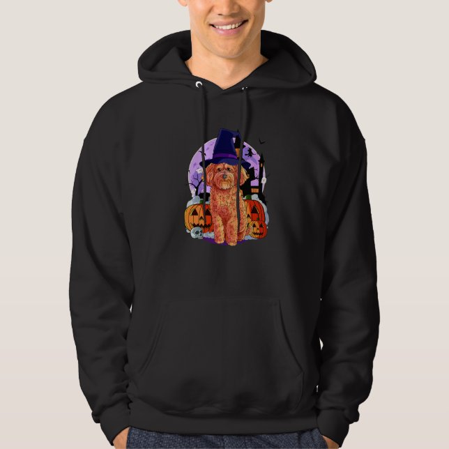 Cockapoo Cute Dog Halloween Witch Pumpkin Hoodie (Front)