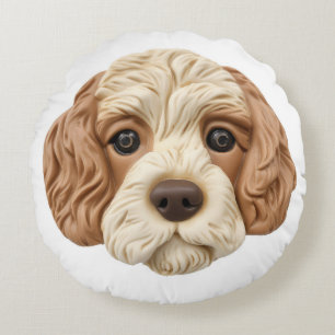 Cockapoo Dog 3D Inspired Round Cushion