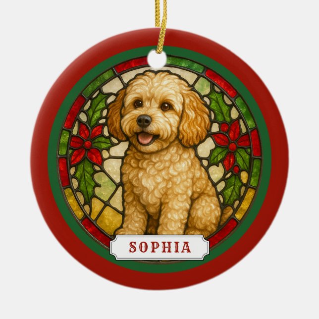 Cockapoo Dog Ceramic Circle Ornament (Front)