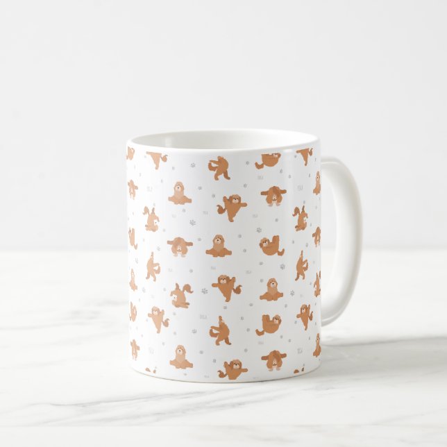 Cockapoo dog doing yoga coffee mug (Front Right)