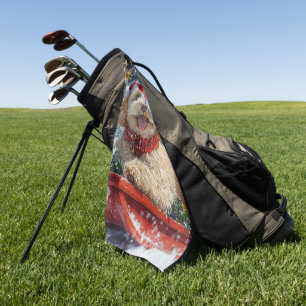 Cockapoo Dog in Sledge Let it Snow Christmas Golf Towel