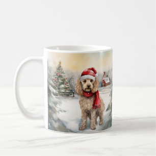 Cockapoo Dog in Snow Christmas  Coffee Mug