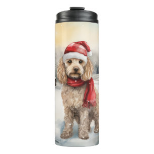 Cockapoo Dog in Snow Christmas  Thermal Tumbler