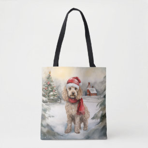 Cockapoo Dog in Snow Christmas  Tote Bag
