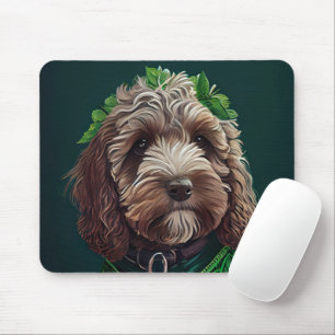 Cockapoo Dog in St. Patrick's Day Dress Mouse Pad