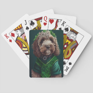 Cockapoo Dog in St. Patrick's Day Dress Playing Cards