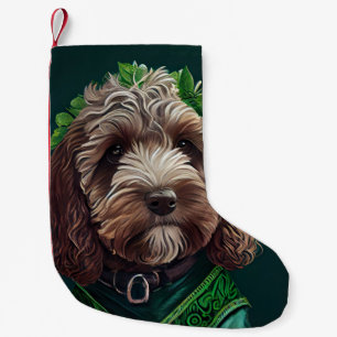 Cockapoo Dog in St. Patrick's Day Dress Small Christmas Stocking