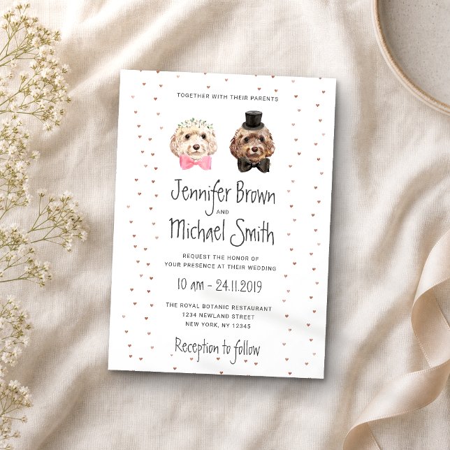 Cockapoo Dog Lover Bride Groom Wedding Invitation (Creator Uploaded)