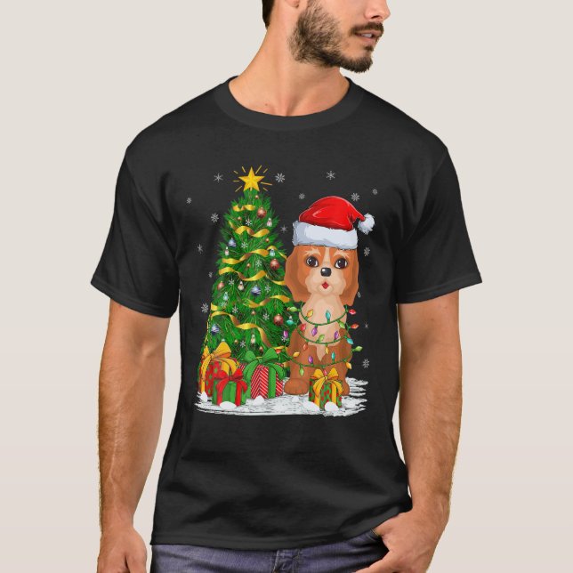 Cockapoo Dog Lover Xmas Tree Santa Cockapoo Christ T-Shirt (Front)