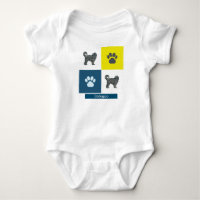 Cockapoo Dog & Paw Y&B Grid Square Baby Bodysuit