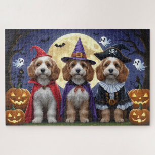 Cockapoo Dog Pumpkin Halloween Funny Jigsaw Puzzle