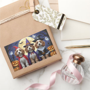 Cockapoo Dog Pumpkin Halloween Funny Rectangular Sticker