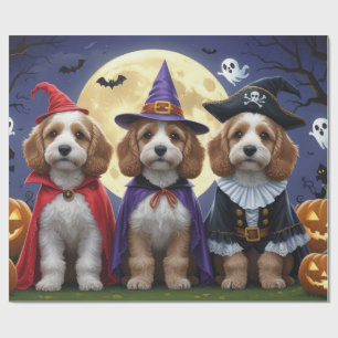 Cockapoo Dog Pumpkin Halloween Funny Wrapping Paper
