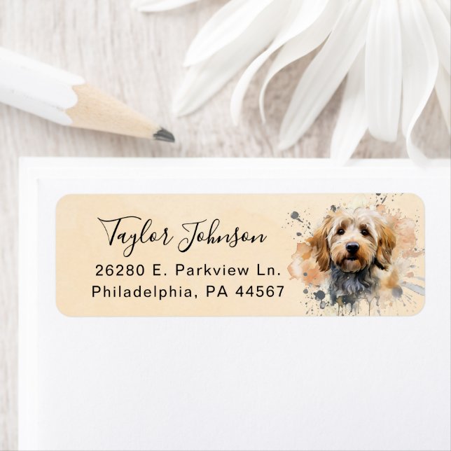 Cockapoo Dog Return Address Label (Insitu)