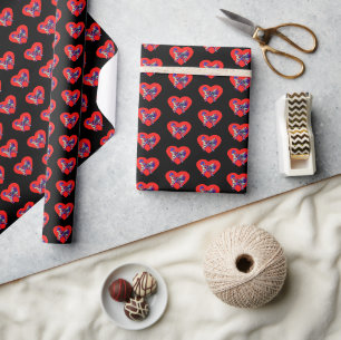 Cockapoo Dog Silhouette Valentines Day Heart Black Wrapping Paper