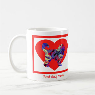 Cockapoo Dog Silhouette Valentines Day Red Heart Coffee Mug