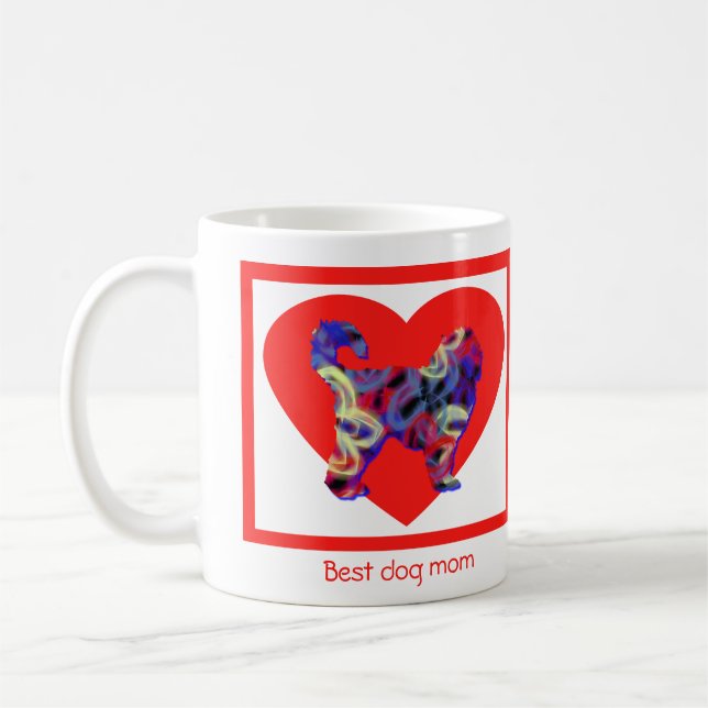 Cockapoo Dog Silhouette Valentines Day Red Heart Coffee Mug (Left)