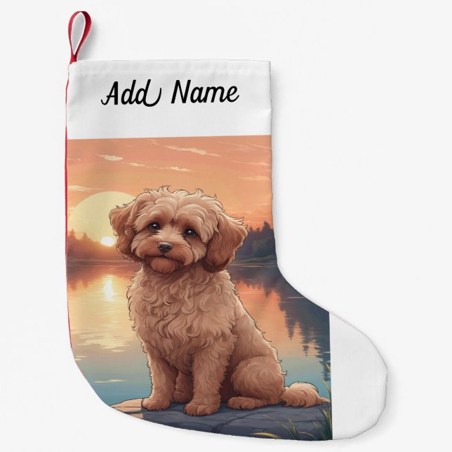 Cockapoo Dog Small Christmas Stocking (Front)