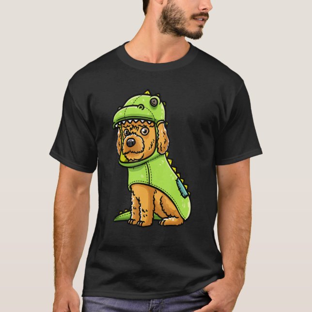 Cockapoo Dog Spoodle In Dinosaur Costume T-Shirt (Front)