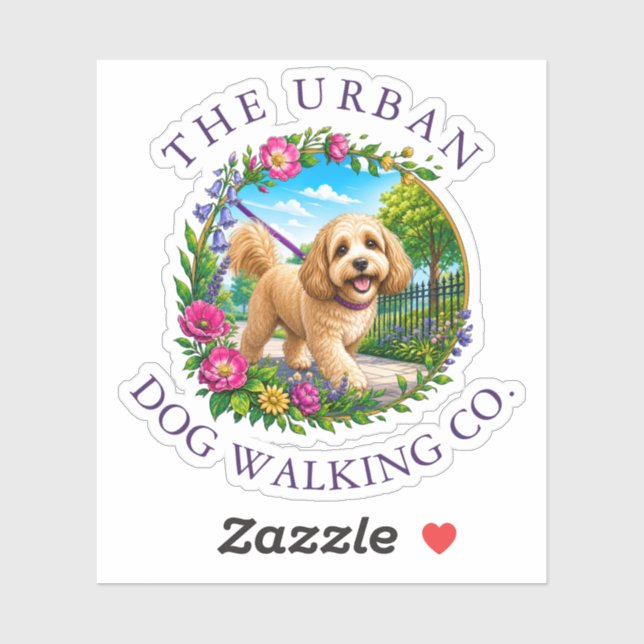 Cockapoo Dog Walker Custom Logo Sticker (Sheet)
