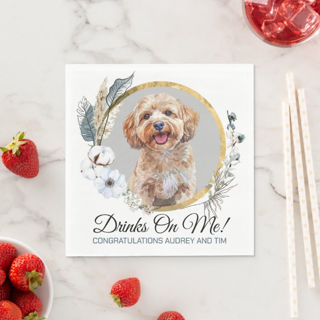 Cockapoo Dog Wedding Napkins With Dogs Photo (Insitu)