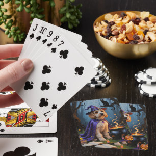Cockapoo Dog Whimsical Halloween Painting Playing Cards