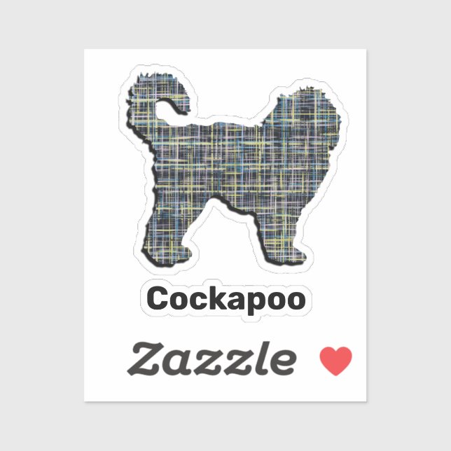 Cockapoo Dog Yellow & Black Grid Line Cut Sticker (Sheet)
