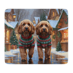 Cockapoo Dogs Christmas Snow Holiday  Cutting Board