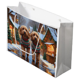 Cockapoo Dogs Christmas Snow Holiday  Large Gift Bag