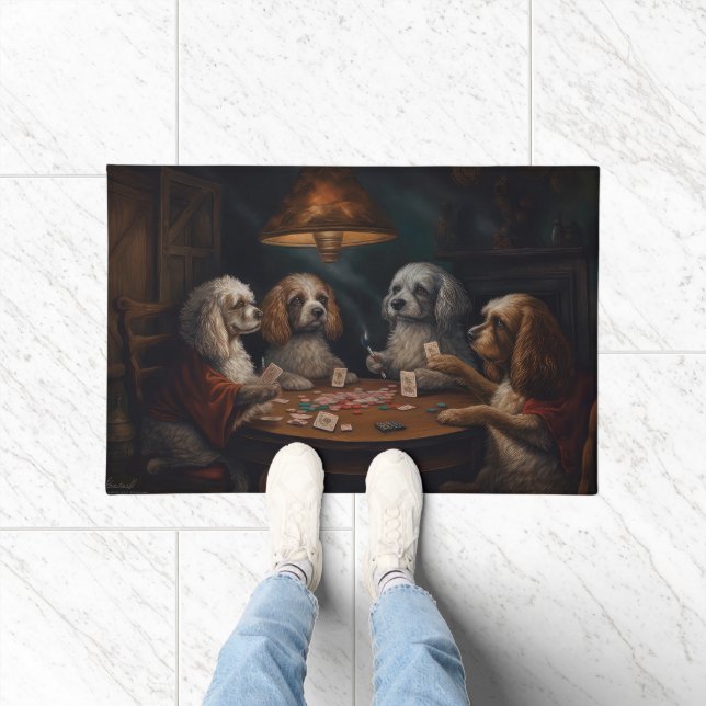 Cockapoo Dogs Playing Poker Art Doormat (Indoor)