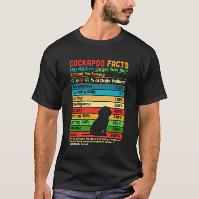 Cockapoo Facts Percent Of Daily Values Funny Skill T-Shirt (Front)