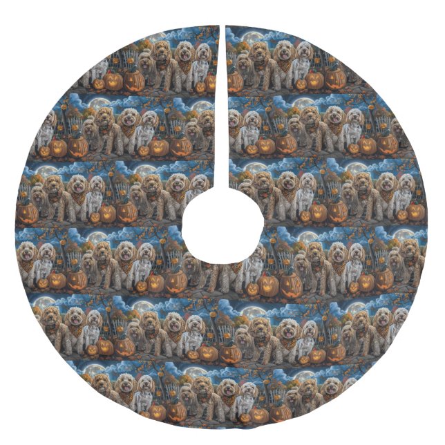 Cockapoo Halloween Spooky Brushed Polyester Tree Skirt (Front)