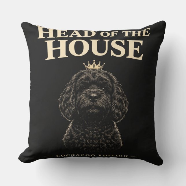 Cockapoo Head Of The House Gift | Funny Dog Owner  Cushion (Front)
