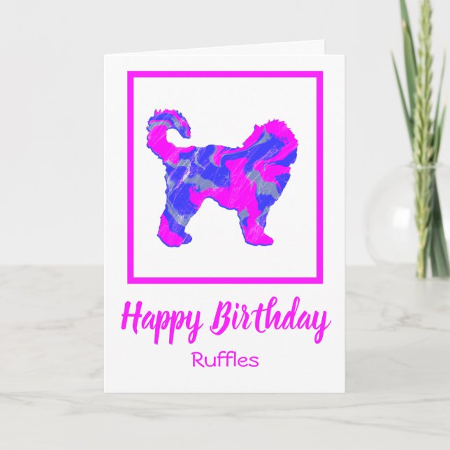 Cockapoo Hot Pink Silhouette Dog Funny Birthday Card (Front)