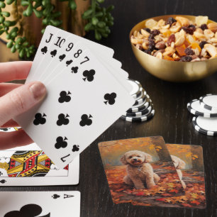Cockapoo in Autumn Leaves Fall Inspire Playing Cards
