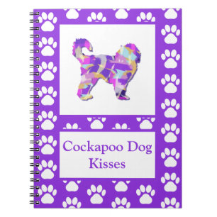 Cockapoo Kisses Cute Dog Silhouette PurplePY&B Notebook
