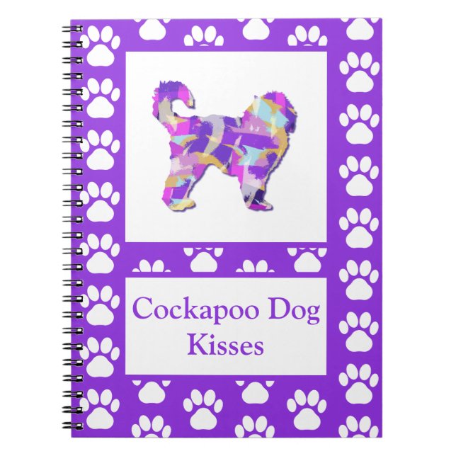 Cockapoo Kisses Cute Dog Silhouette PurplePY&B Notebook (Front)